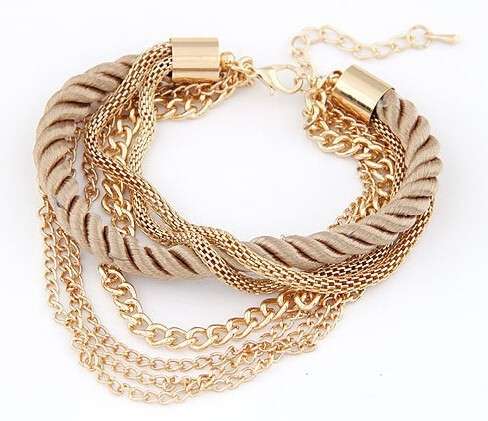 MIND-BLOWING!! ROPE AND CHAIN YELLOW GOLD PLATED BRACELETS