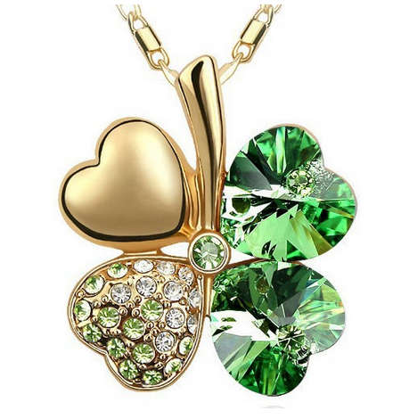 EXQUISITE! Four Leaf Clover Necklace Made With Swarovski Elements-STYLISH DESIGN!