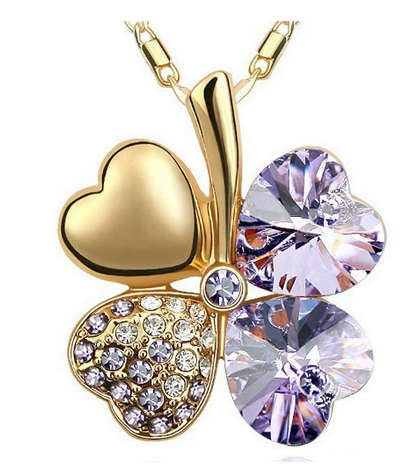 EXQUISITE! Four Leaf Clover Necklace Made With Swarovski Elements-STYLISH DESIGN!