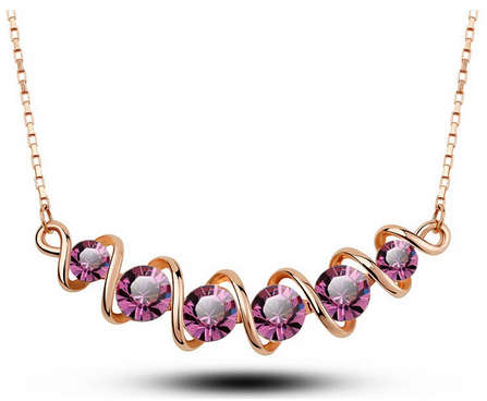 EXTRAORDINARY!! ROSE GOLD PLATED WITH SIMULATED DIAMOND NECKLACE PENDANT