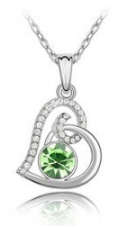 EXTRAORDINARY!! WHITE GOLD PLATED WITH SIMULATED DIAMOND NECKLACE PENDANT