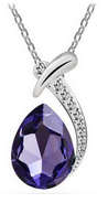 EXTRAORDINARY!! WHITE GOLD PLATED WITH SIMULATED DIAMOND NECKLACE PENDANT