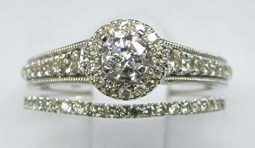 **GORGEOUS HALO [R40258]** BRIDAL TWINSET [1.002ct] DIAMOND [H / SI1] RING [4.798g] WHITE GOLD