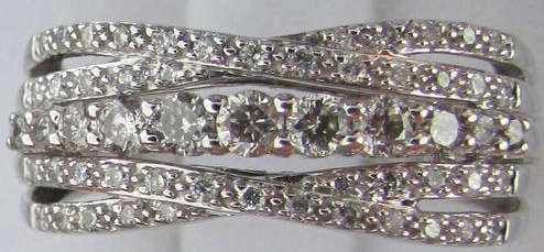 **NEW DESIGN [R41408]** HIGH [G / SI1] QUALITY [0.800ct] DIAMOND BAND [4.656g] WHITE GOLD