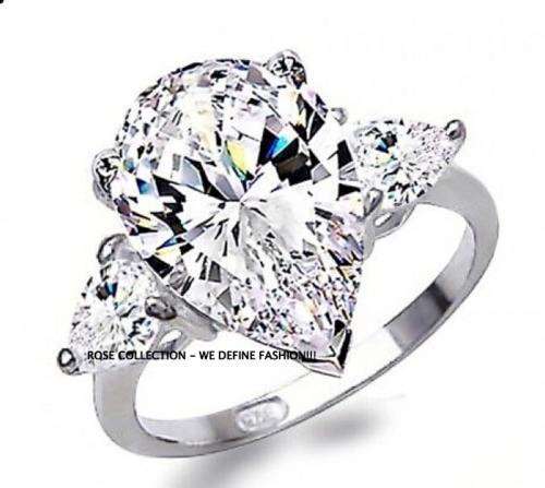 Breathtaking! 4 Carat TW SIM PEAR Cut Diamond Ring with Accents Engagement Ring - Size8/P