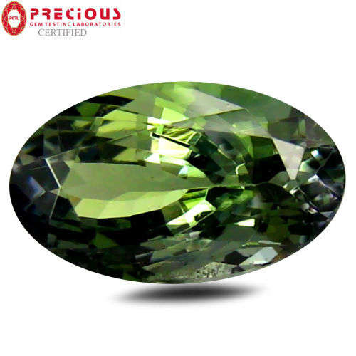 1.99ct ''PGTL" CERT FANTASTIC!!! 100% AA+ GENUINE Natural TANZANITE GREENISH/YELLOW/BLUISH/SILVER