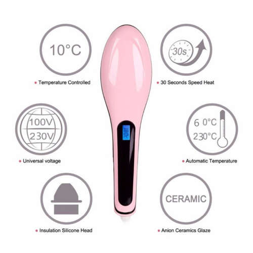 HOT Fast Hair Straightener Electric Hair Brush Comb Magic straightener Brush LCD Display