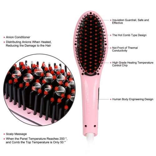 HOT Fast Hair Straightener Electric Hair Brush Comb Magic straightener Brush LCD Display