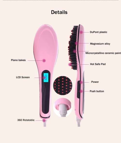 HOT Fast Hair Straightener Electric Hair Brush Comb Magic straightener Brush LCD Display