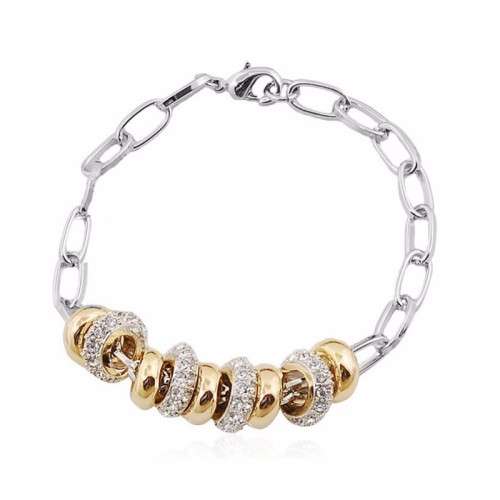 STUNNING!! Yellow gold plated 9 ring swarovski elements bracelet