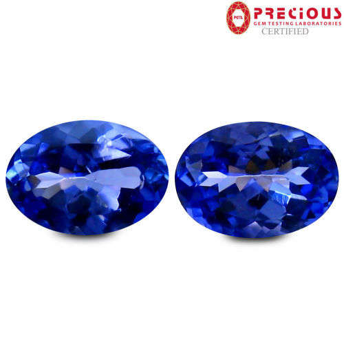 1.26cts FREE PAIR ''PGTL'' CERT SIGNIFICANT!! 100% AAA GENUINE Natural TANZANITE Purplish Blue - VVS
