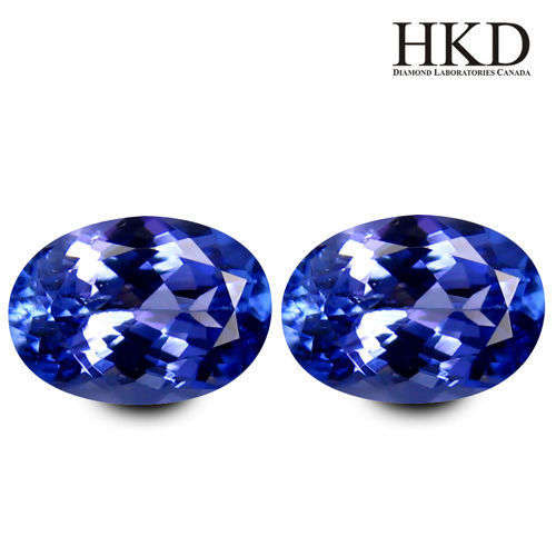 1.36cts FREE PAIR ''HKD'' CERT SIGNIFICANT!! 100% AAA+ GENUINE Natural TANZANITE Purplish Blue -