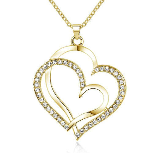 EXQUISITE Double Heart Pendant NECKLACE Made With CRYSTAL Elements