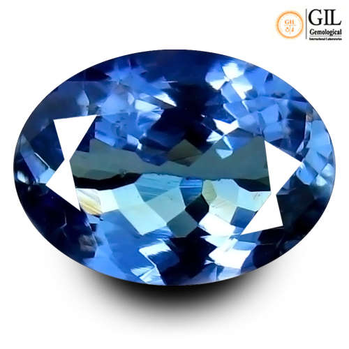 1.83 ct FULL "GIL" CERTIFIED LOOKING GOOD FIRE BLUISH VIOLET NATURAL TANZANITE