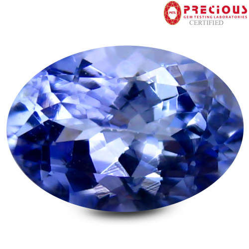 NATURAL 1.23 ct PGTL Certified Very good Oval Shape (8 x 6 mm) Bluish Violet Tanzanite