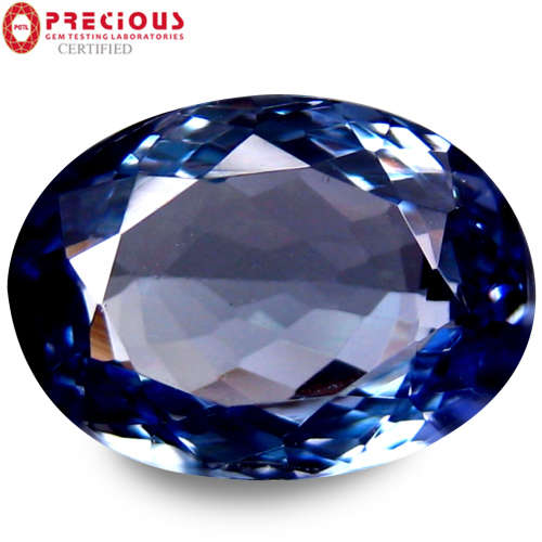 NATURAL 3.20 ct PGTL Certified Fantastic Oval Shape (10 x 8 mm) Bluish Violet Tanzanite
