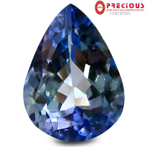 NATURAL 1.34 ct PGTL Certified Impressive Pear Shape (8 x 6 mm) Bluish Violet Tanzanite