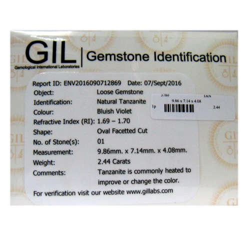 ****GIL CERTIFIED**100% NATURAL 2.44Ct TOP CLASS FIRE TANZANITE LOOSE GEMSTONE