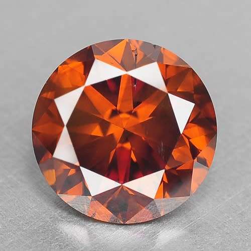 ***CERTIFIED***0.96CT NATURAL SPARKLING RARE FANCY REDDISH ORANGE COLOR ROUND CUT DIAMOND SI1+-