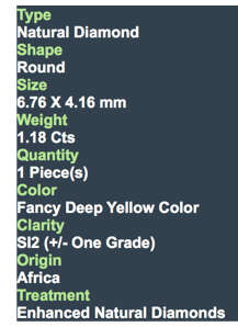 ***CERTIFIED***1.18CT NATURAL SPARKLING RARE FANCY DARK YELLOW COLOR ROUND CUT DIAMOND +-SI2