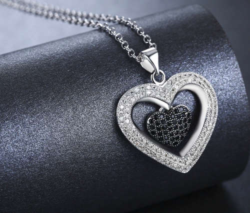 Elegant Black Simulated Stone Pave Set Necklace
