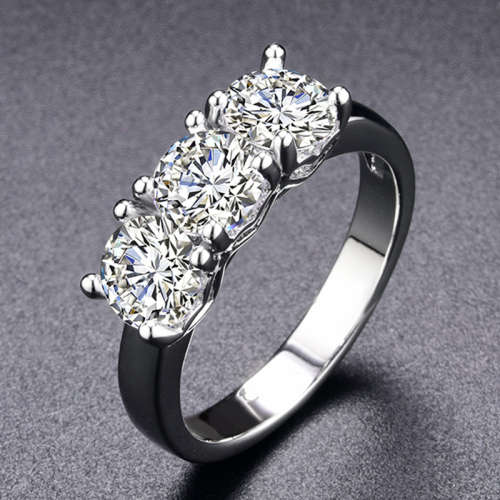 Free Shipping!!! Sophisticated 2.25Ctw Simulated Diamond Trilogy Ring