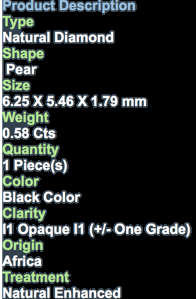 ***SEE VIDEO***0.58CT NATURAL SPARKLING RARE FANCY BLACK COLOR ROUND CUT DIAMOND I1+-