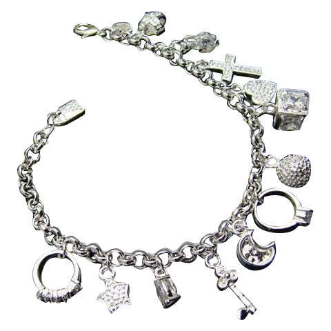 Beautiful! 925 Silver - Filled Charm Bracelet - Exquisite!