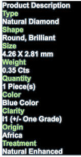 ***SEE VIDEO***0.35CT NATURAL SPARKLING RARE FANCY BLUE COLOR ROUND CUT DIAMOND I1+-