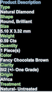***SEE VIDEO**0.59CT NATURAL RARE EXCELLENT FANCY CHOCOLATE BROWN COLOR ROUND CUT DIAMOND SI2+-
