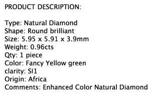 ***SEE VIDEO**0.96CT NATURAL RARE EXCELLENT FANCY YELLOW GREEN COLOR ROUND CUT DIAMOND SI1+-