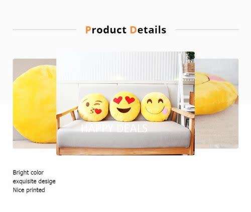 32cm Emoji Smiley Emoticon Yellow Round Cushion Pillow Stuffed Plush Soft Toy