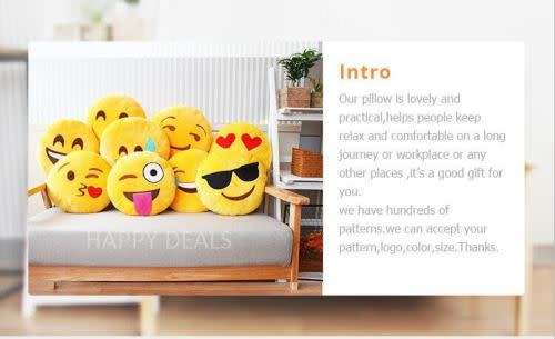 32cm Emoji Smiley Emoticon Yellow Round Cushion Pillow Stuffed Plush Soft Toy