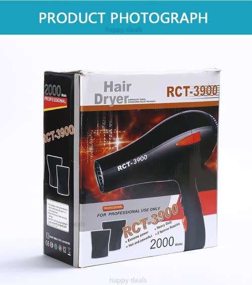 RCT-3900 Professional Hair Dryer Black 2000W