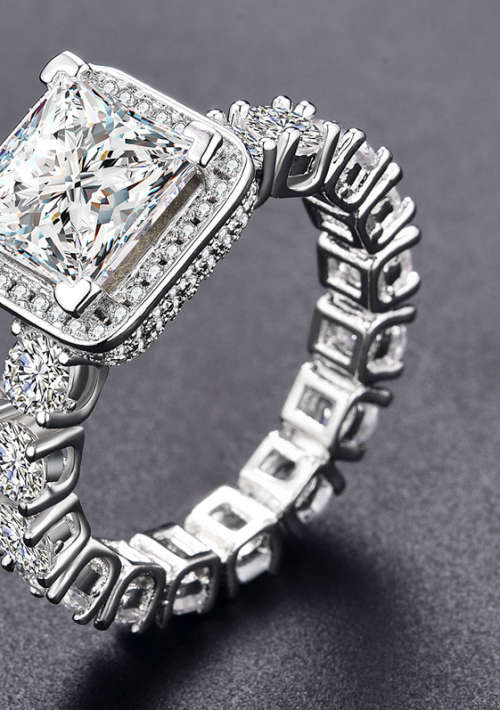 Classy Stylish Pave Set Simulated Diamond Band Ring