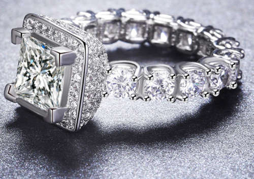 Classy Stylish Pave Set Simulated Diamond Band Ring