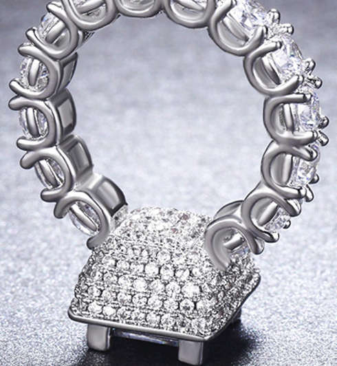 Classy Stylish Pave Set Simulated Diamond Band Ring