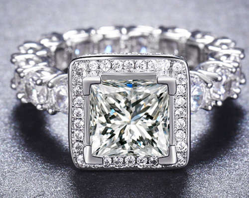 Classy Stylish Pave Set Simulated Diamond Band Ring