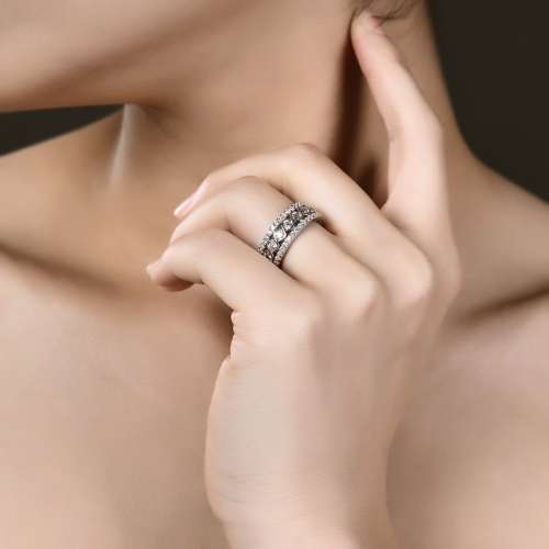 Excellent Quality Simulated Diamond Band Ring with Accents