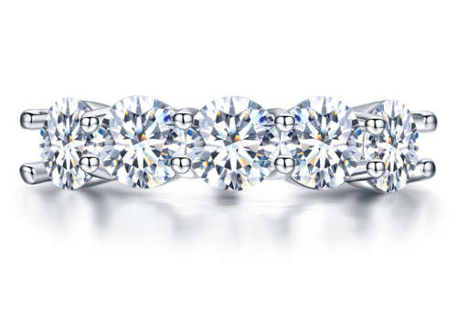 Exquisite 5 Stone Simulated Diamond Band Ring with Accents