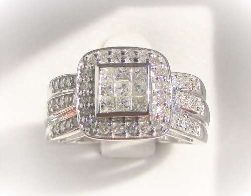 **BRILLIANT BUY [R45042]** 3 ROW DESIGN [1.00ct] DIAMOND RING [WHITE GOLD]