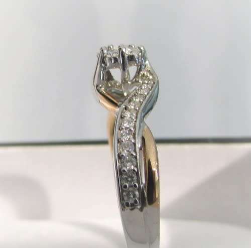 **SUPERB TWO TONE [R27639]** SWIRL DESIGN [0.350ct] DIAMOND RING [WHITE / ROSE GOLD]