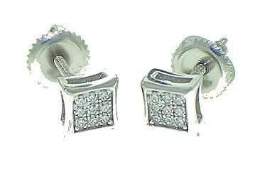 **DIAMOND CLUSTER [R16341]** MICRO PAVE SET [0.200ct] DIAMOND EARRINGS [WHITE GOLD]
