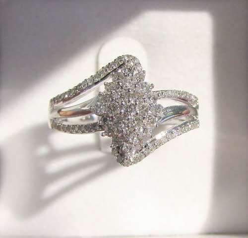 **ULTRA SPARKLY [R40258]** TWIST DESIGN [0.750ct] DIAMOND [H / SI3] RING [WHITE GOLD]