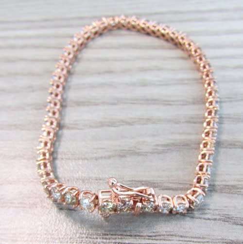 **MASSIVE DEAL [R101638]** DIAMOND [7.00cts] TENNIS BRACELET ROUND CUT [18KT ROSE GOLD]