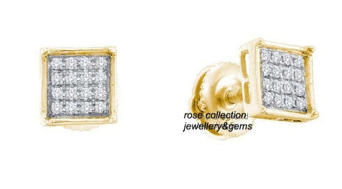 **DIAMOND CLUSTER [R20341]** MICRO PAVE SET [0.200ct] DIAMOND EARRINGS [YELLOW GOLD]