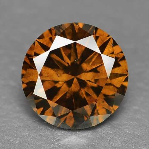 SEE VIDEO***0.46CT NATURAL SPARKLING RARE FANCY HONEY COGNAC COLOR ROUND CUT DIAMOND SI1+-
