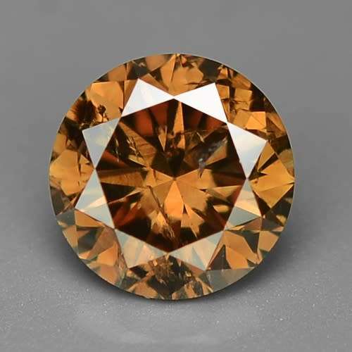 SEE VIDEO***0.47CT NATURAL SPARKLING RARE FANCY ORANGE BROWN COLOR ROUND CUT DIAMOND I1+-