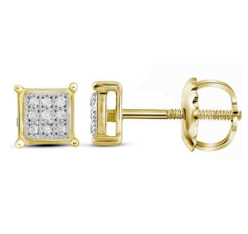 **DIAMOND CLUSTER [R16341]** MICRO PAVE SET [0.150ct] DIAMOND EARRINGS [YELLOW GOLD]