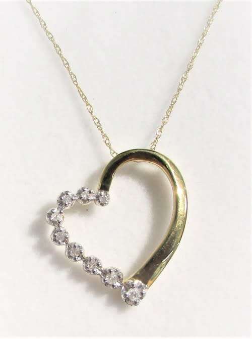 *GORGEOUS [R18736]* DIAMOND HEART PENDANT [0.15ct] ROUND CUT [YELLOW GOLD] + OPTIONAL CHAIN-